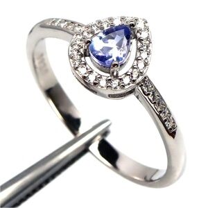 Elegant Natural Blue Violet Tanzanite w/zircon - 925 Sterling Silver Ring Sz 8.5